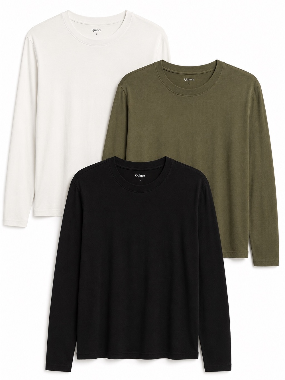 Quince NWT and NWOT Set of 3 Cotton Modal Relaxed Long Sleeve Tees Large